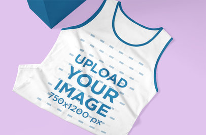 Mockup of a Ringer Tank Top Placed over a Solid Surface 5138-el1