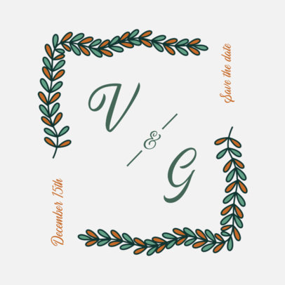 Wedding Logo Template Featuring an Illustrated Frame 