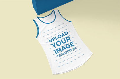 Mockup of a Ringer Tank Top Flat Laid over a Solid Surface 5139-el1