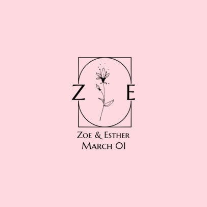 Logo Template for Weddings Featuring a Delicate Flower Clipart