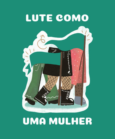 Illustrated T-Shirt Design Template Featuring a Feminist Message 