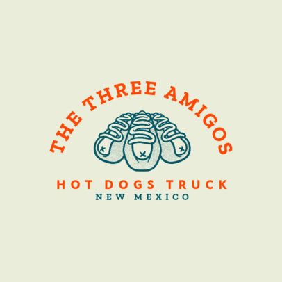 Hot-Dog-Themed Logo Template for a Food Truck