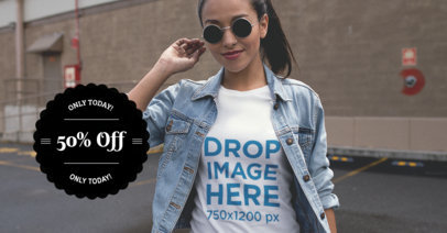 Facebook Ad - Circular Badge Woman with Sunglasses