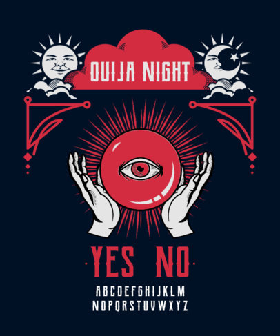 Esoteric T-Shirt Design Template Featuring a Ouija Board