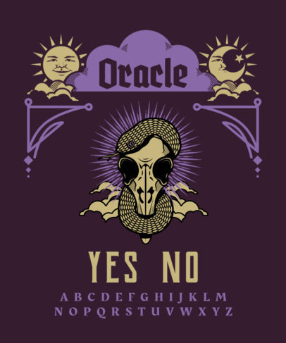 Creepy T-Shirt Design Template with a Ouija Board and an Animal Skull 3476i