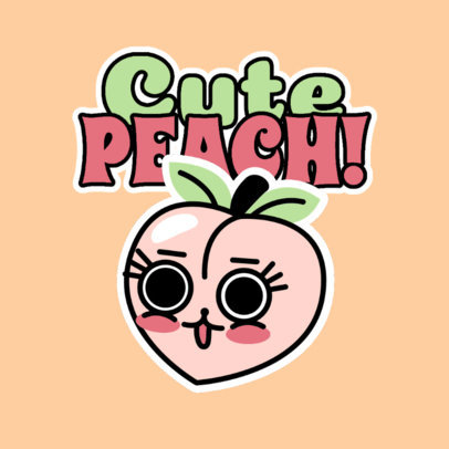 Clothing Brand Logo Template with a Kawaii Illustration of a Peach
