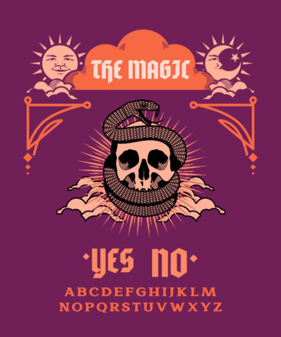 T-Shirt Design Template Inspired by the Ouija Featuring a Skull