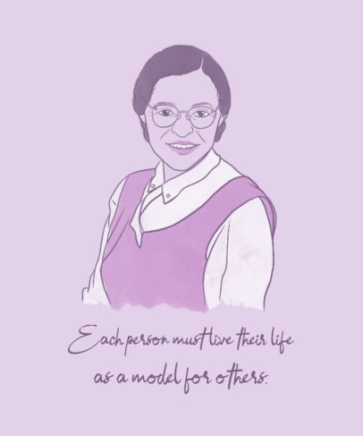 Women's Day T-Shirt Design Template Featuring an Illustration of Rosa Parks 3484i