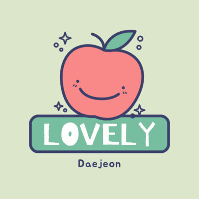 Cute Logo Maker Featuring a Kawaii Apple Clipart 