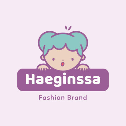 Kawaii Logo Template for a Kids' Fashion Brand 