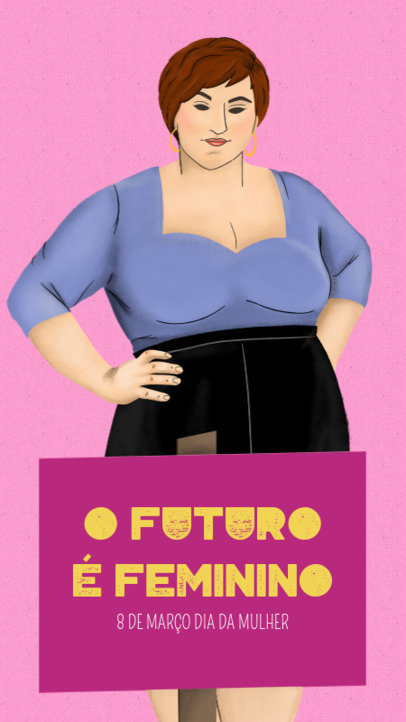 Instagram Story Maker with an Illustration and a Quote for Women's Day