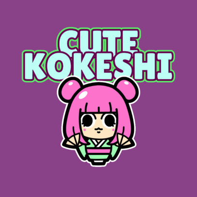 Children's Clothing Brand Logo Template with a Friendly Kawaii Character