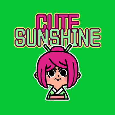 Logo Template for a Children's Clothing Brand with a Kawaii Character