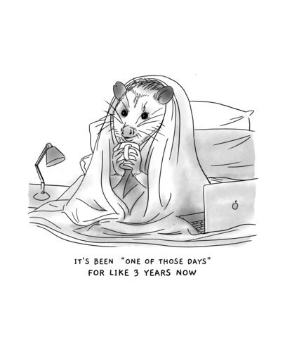 Funny T-Shirt Design Maker Featuring an Anxious Opossum Illustration 