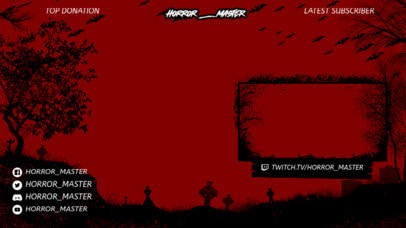 Twitch Overlay Design Template with Horror-Themed Graphics