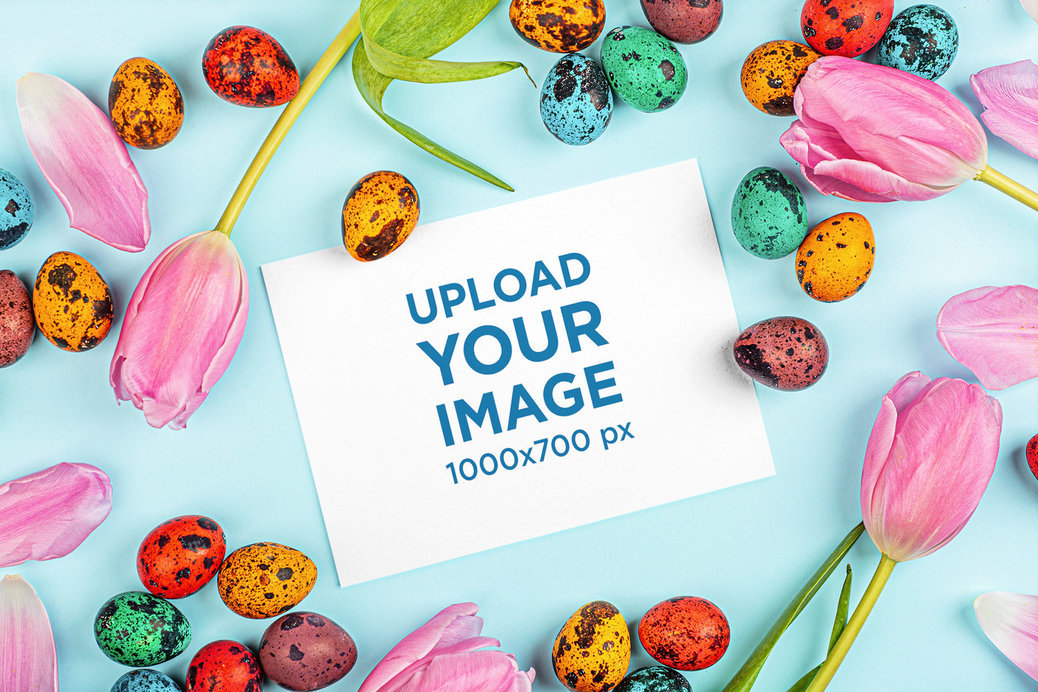 Easter-Themed Mockup of a Horizontal Flyer