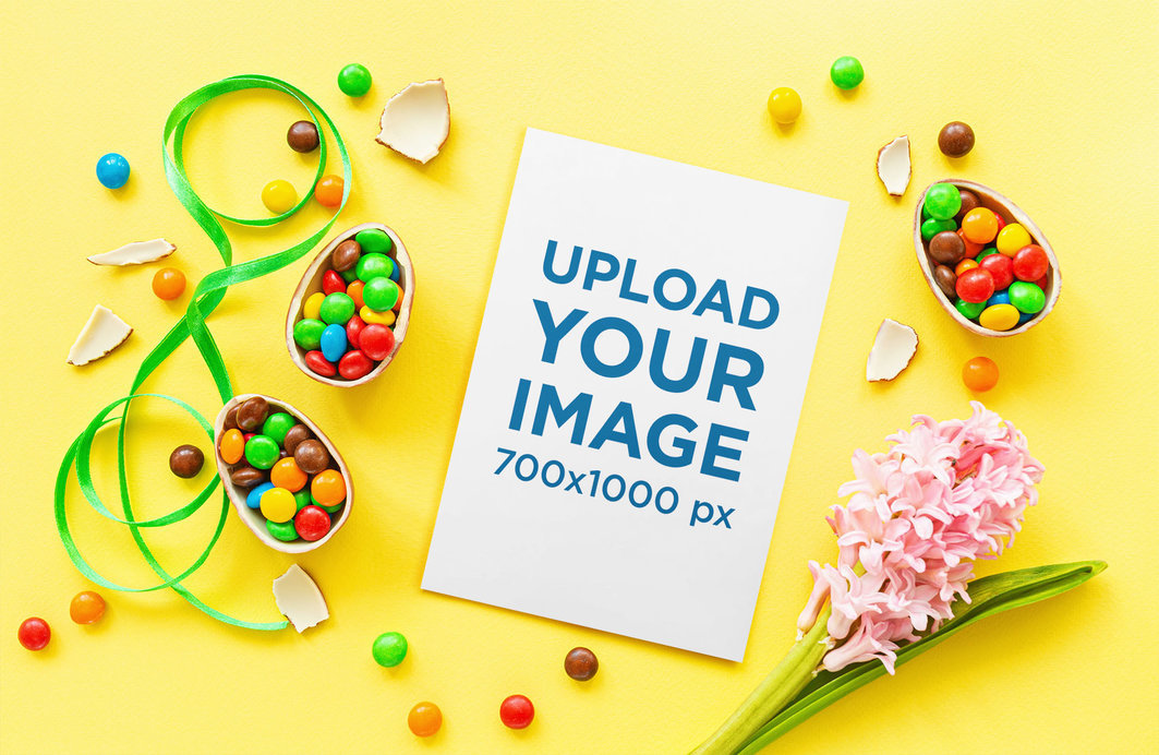 Flyer Mockup Featuring Fun Easter Paraphernalia