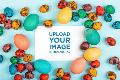 Fun Mockup of a Horizontal Flyer Surrounded by Easter Eggs M3526-r-el2