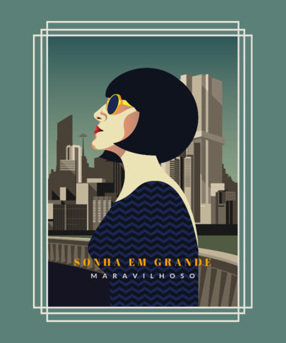 T-Shirt Design Template Featuring an Illustration of an Elegant Woman