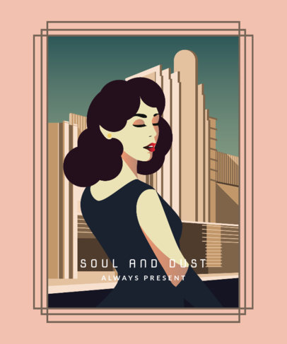 Elegant T-Shirt Design Maker Featuring an Art Deco Illustration