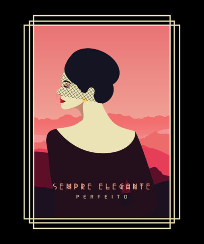 Art Deco-Inspired T-Shirt Design Creator Featuring an Elegant Woman