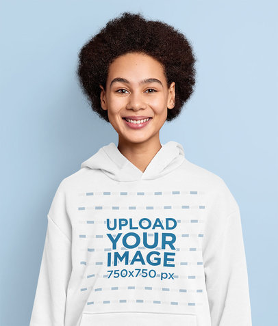 Hoodie Mockup of a Woman Smiling in a Studio