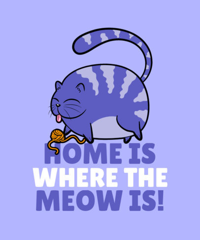 Silly T-Shirt Design Template with a Cute Graphic of a Round Cat