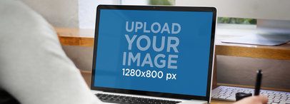 Product Mockup Template, macbook pro designer working wide