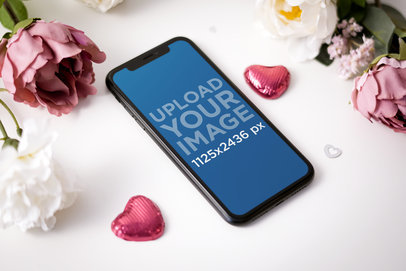 Mockup of an iPhone 11 Surrounded by Saint Valentine's Ornaments 5147-el1