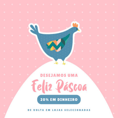 Easter-Themed Instagram Post Template Featuring a Colorful Chicken Graphic