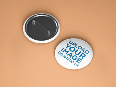 Mockup of Two Pin Buttons Placed over a Solid Surface