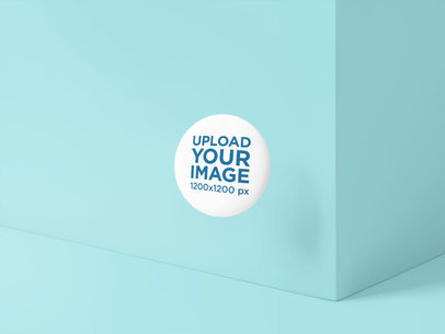 Mockup of a Button Floating in Front of a Customizable Wall 5160-el1