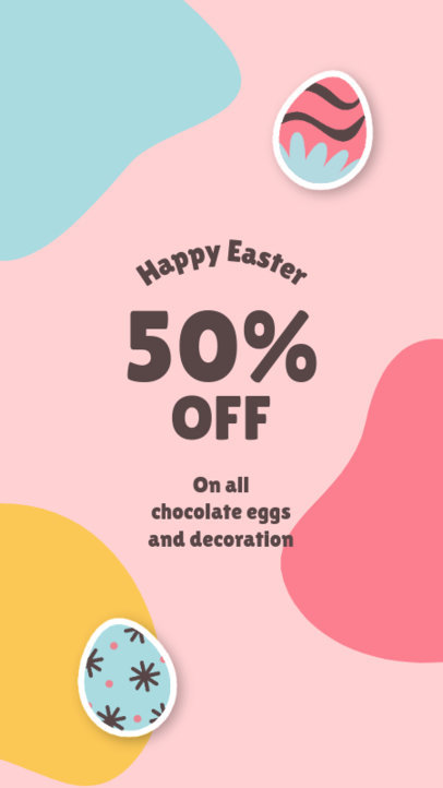 Instagram Story Template for Easter Deals Featuring Decorated Egg Graphics 