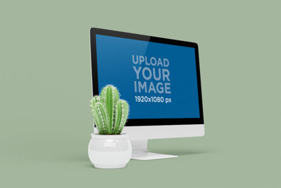 iMac Mockup Featuring a Small Cactus 5195-el1