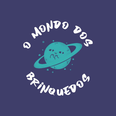 Kids Clothing Brand Logo Template with an Illustrated Planet Character