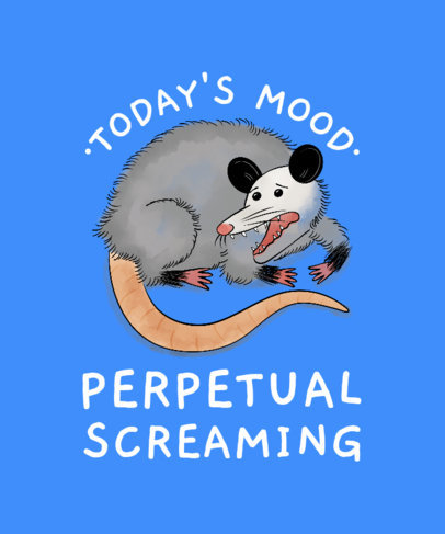 T-Shirt Design Creator with an Illustration of an Anxious Opossum