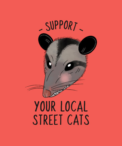T-Shirt Design Template with a Sarcastic Quote and an Opossum Graphic