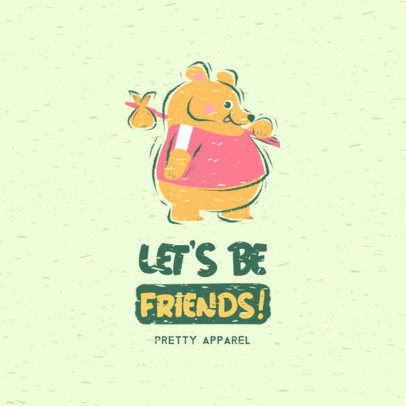 Kid's Apparel Logo Template Featuring a Bear Cartoon 