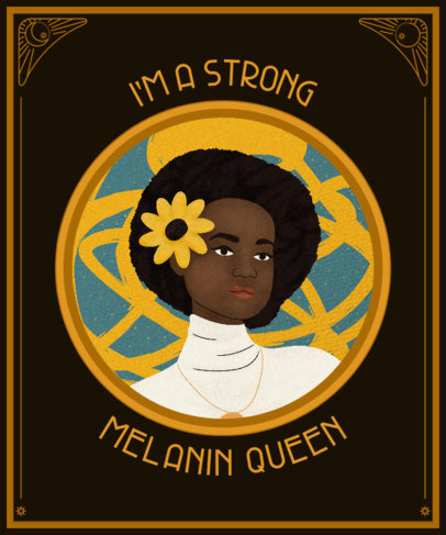 T-Shirt Design Template with a Strong Black Female Illustration