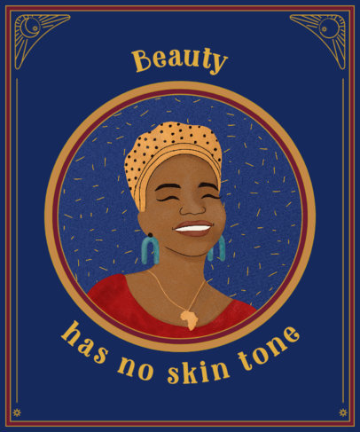 Illustrated T-Shirt Design Template with a Smiling Black Woman