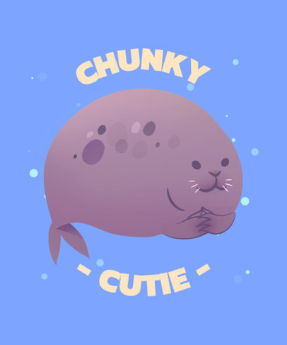 T-Shirt Design Template with a Sweet Graphic of a Chunky Seal
