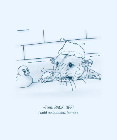 Illustrated T-Shirt Design Maker Featuring an Opossum in a Bathtub 