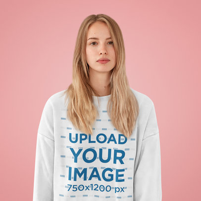 Sweatshirt Mockup of a Serious Young Woman in a Studio