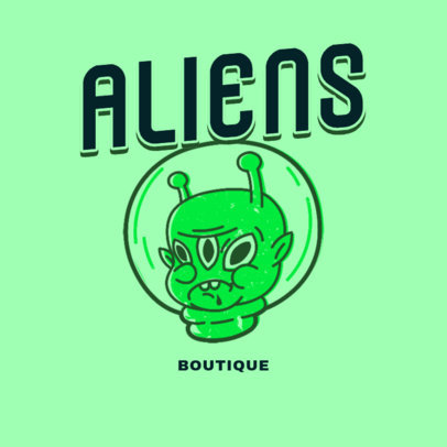 Alien-Themed Logo Template for a Clothing Store
