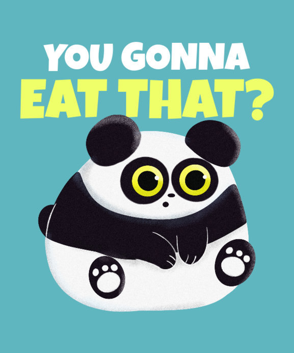 Placeit - T-Shirt Design Maker Featuring a Chubby Panda and a Funny Quote