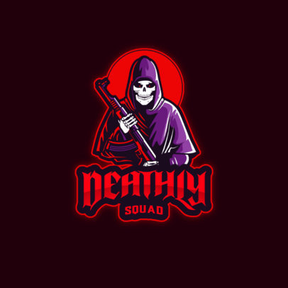 Gaming Logo Template Featuring Armed Reaper Graphics