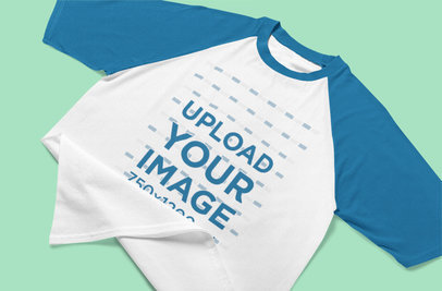 Raglan Tee Mockup Featuring a Colored Background 