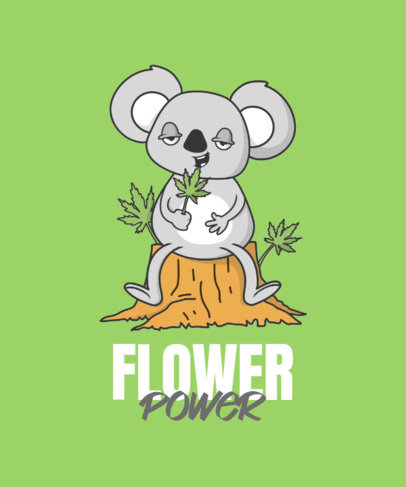 Cartoonish T-Shirt Design Maker Featuring a Koala Eating Marijuana Leafs 