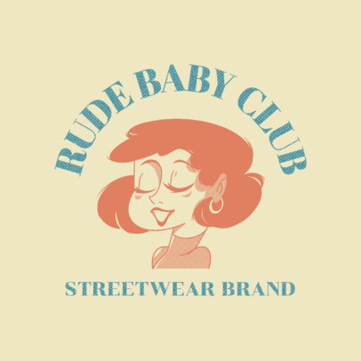 Logo Maker Featuring an Illustration of a Woman in a Vintage Cartoon Style
