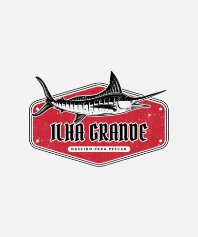 T-Shirt Design Template with an Illustrated Swordfish Plaque